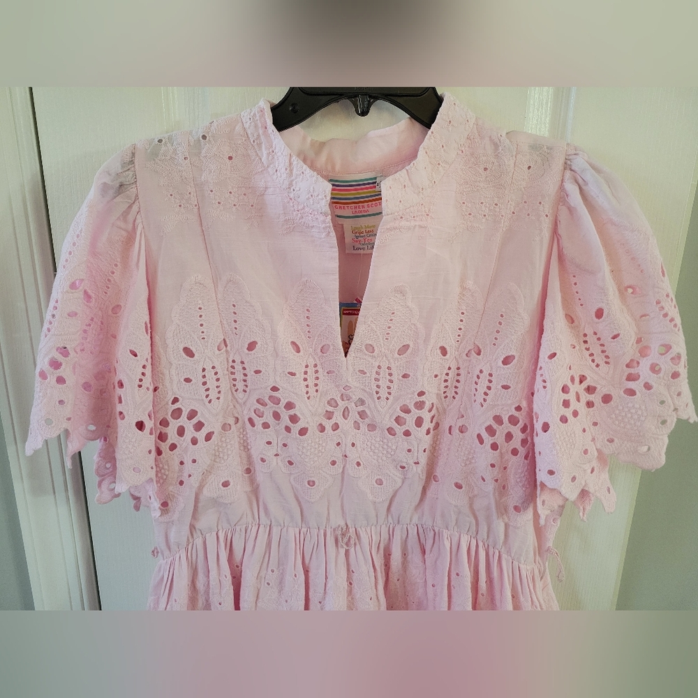 NWT Gretchen Scott Magnifico Eyelet Dress Soft Pink Size XL La Di Da - Picture 3 of 15
